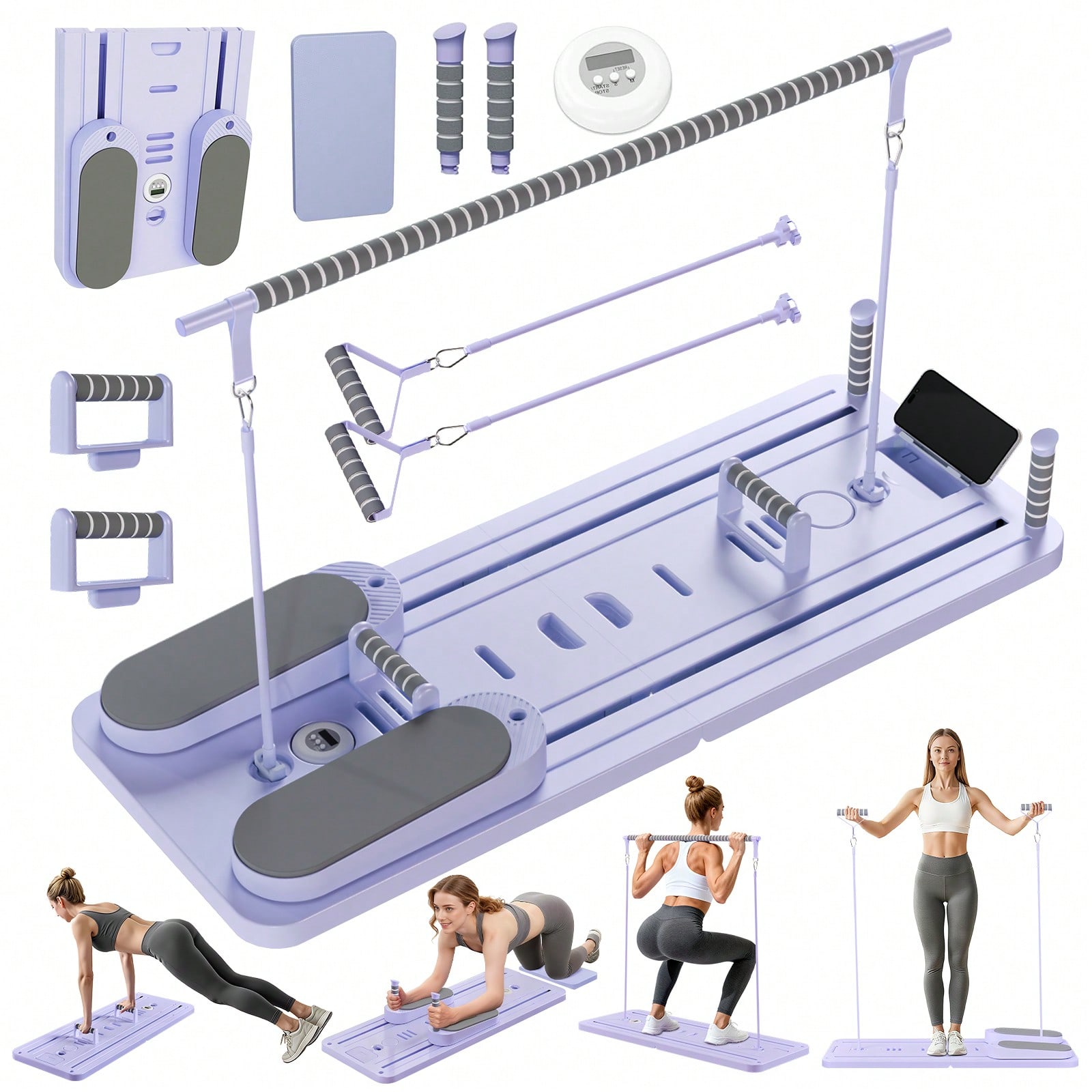 Pilates & Yoga With Harna - Reformer de Pilates com Barra, Prancha