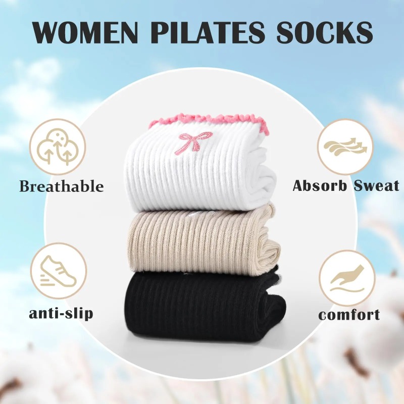 Pilates & Yoga With Harna - Meias Profissionais para Yoga, Algodão com