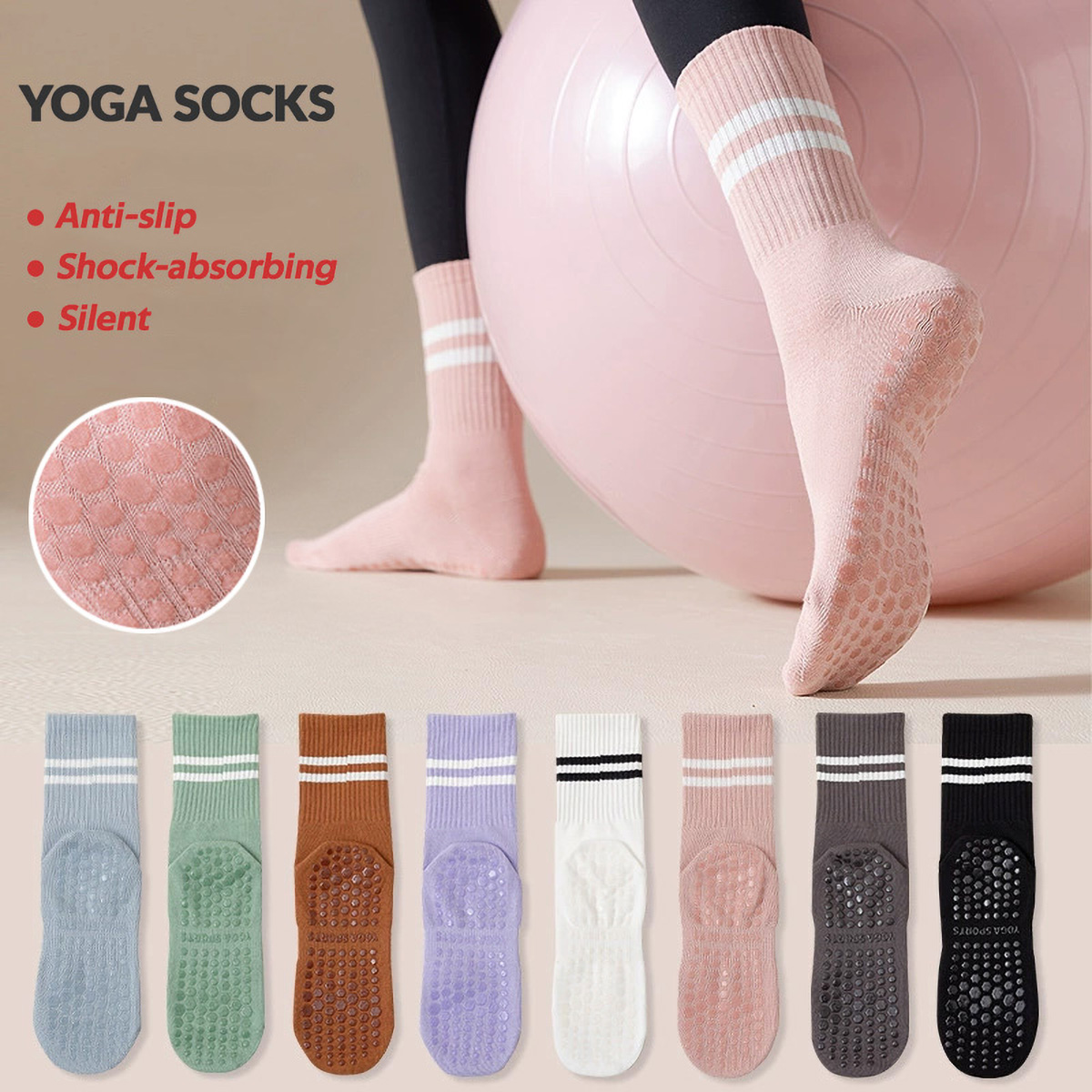 Pilates Yoga Barre - 3 pares de meias longas de