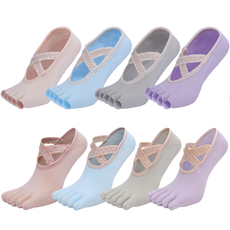 Yoga Strap Cotton - Cinco dedo meias de yoga laço