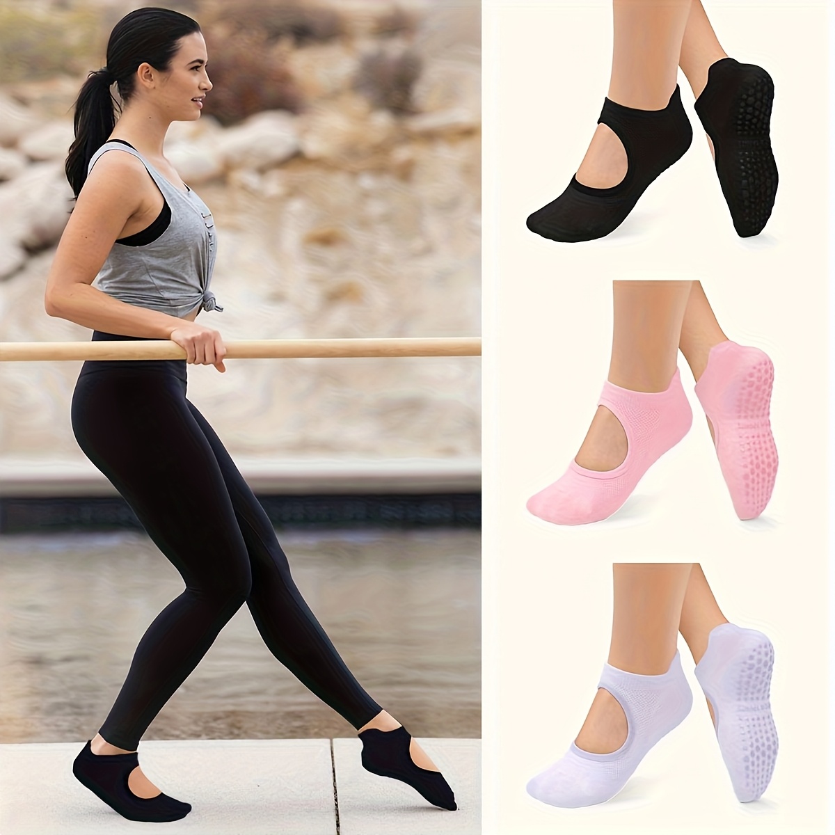 Não deslizamento aperto meias  - Pilates Yoga Barre avaliação e preço